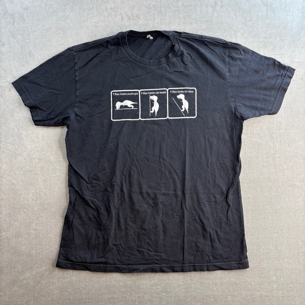 T-Rex Graphic T-Shirt Men's XL Black‎ Funny Dinosaur Meme Tee Short Sleeve